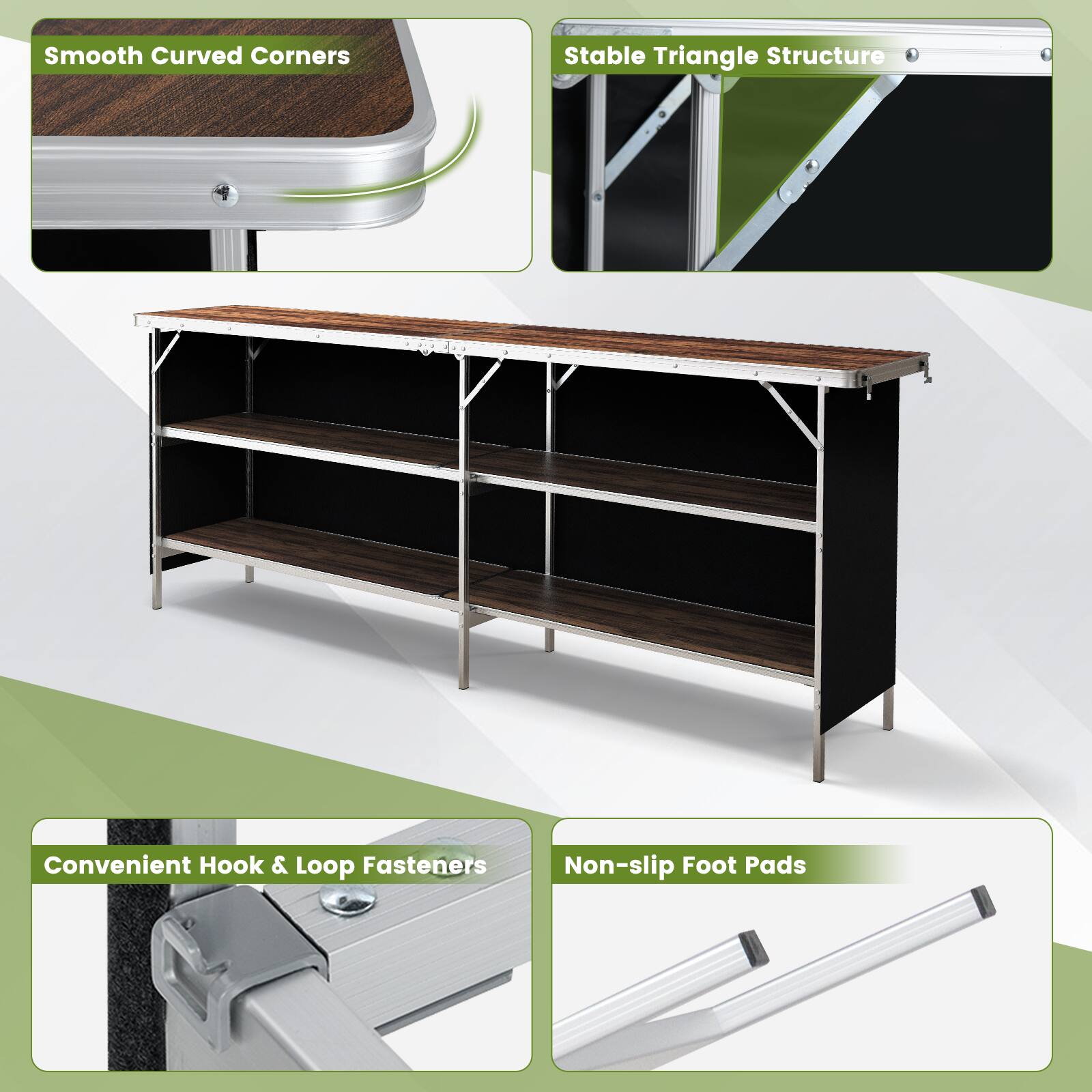 - Smooth Curved Corners
- Stable Triangle Structure
- Convenient Hook & Loop Fasteners
- Non-slip Foot Pads