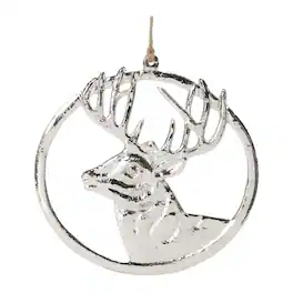 BreeBe - Deer Mount Ornament (Set of 12) - Nickel
