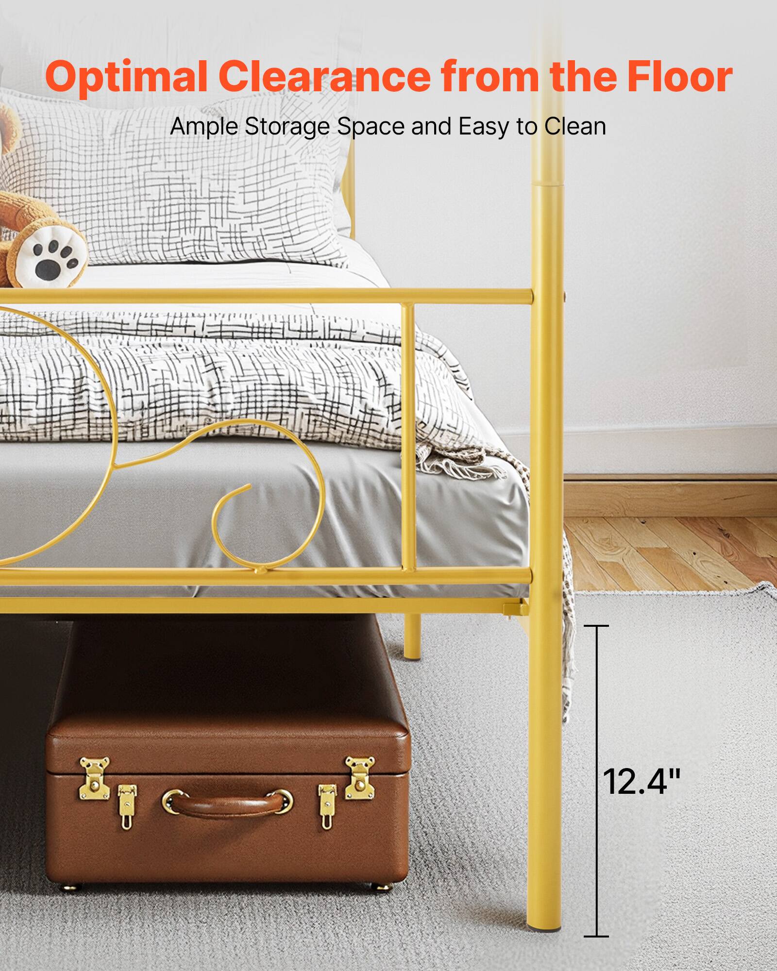 Optimal Clearance from the Floor  
Ample Storage Space and Easy to Clean  
12.4"