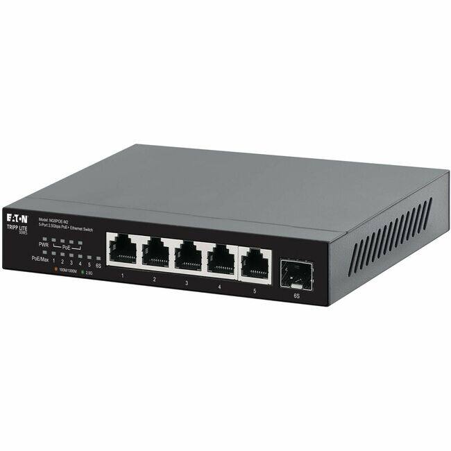 E-T-N  
TRIPP LITE  
Model: MGW300POE-M2  
8-Port Gigabit PoE+ Managed Switch  
PWR  
PoE+  
PoEMax: 1 2 3 4 5 6S  
100M/1000M  
2.8G  
1 2 3 4 5 6S