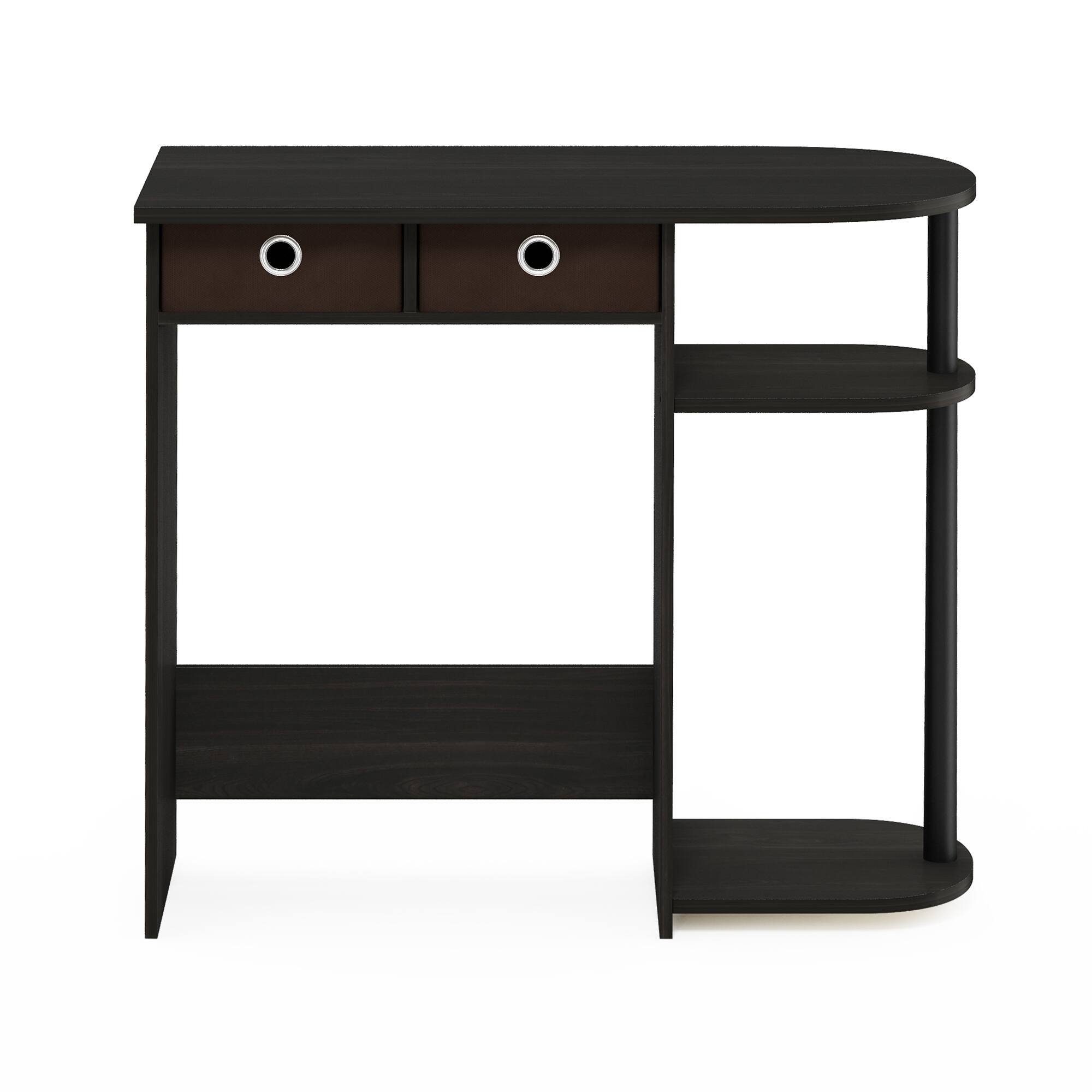 Alt View 3. Furinno - JAYA 32-Inch Black Entryway Table with 2 Fabric Drawers, Console Table with Open Shelves, Behind Sofa Couch Tables - Espresso/Black/Brown.