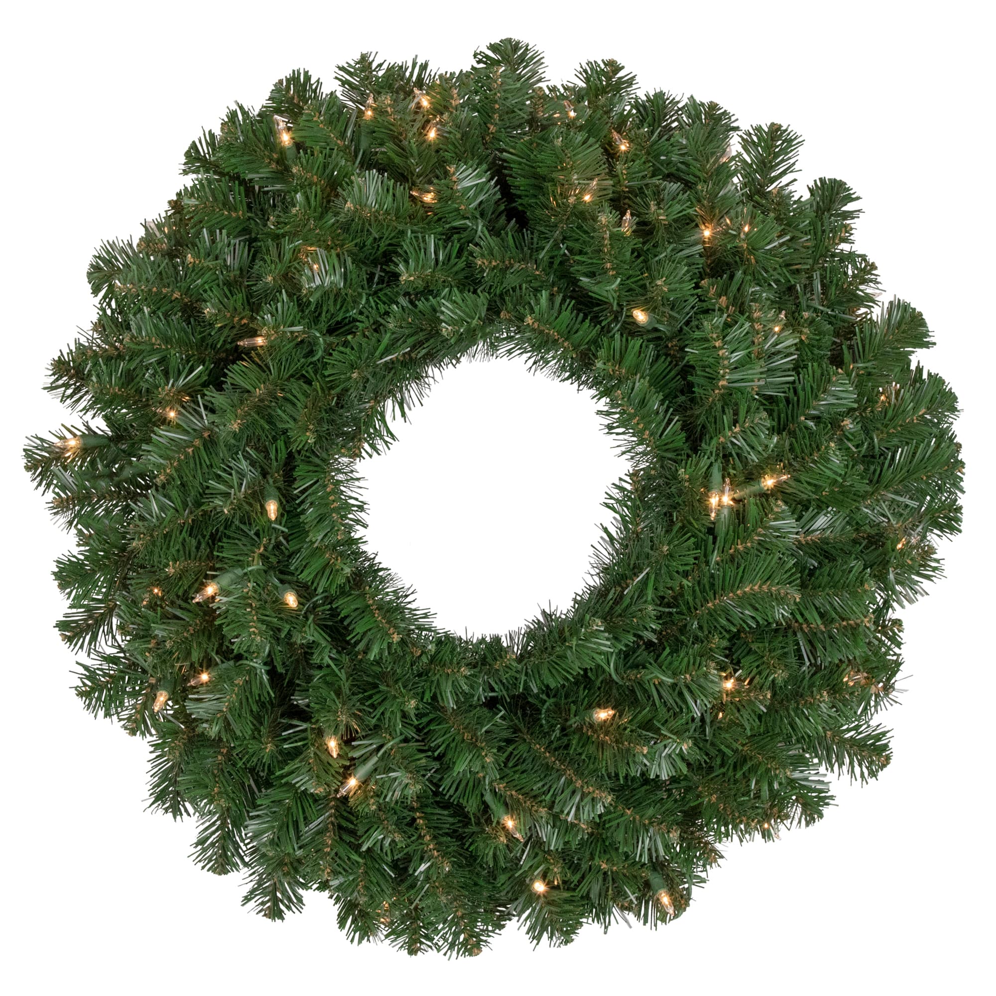 Northlight - Pre-Lit Deluxe Windsor Pine Artificial Christmas Wreath - 36" - Clear Lights - Green