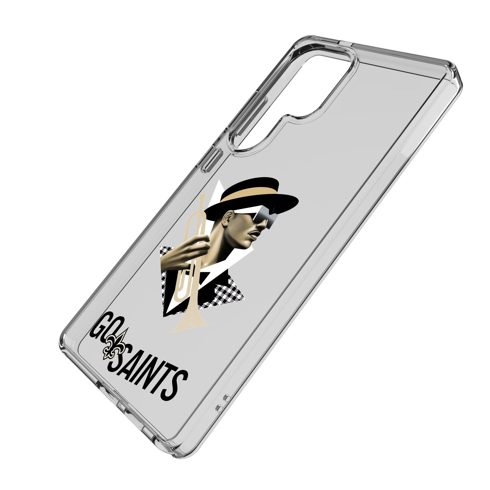 Alt View 1. Keyscaper - New Orleans Saints Galaxy Clear Case - S25 - Multicolor.