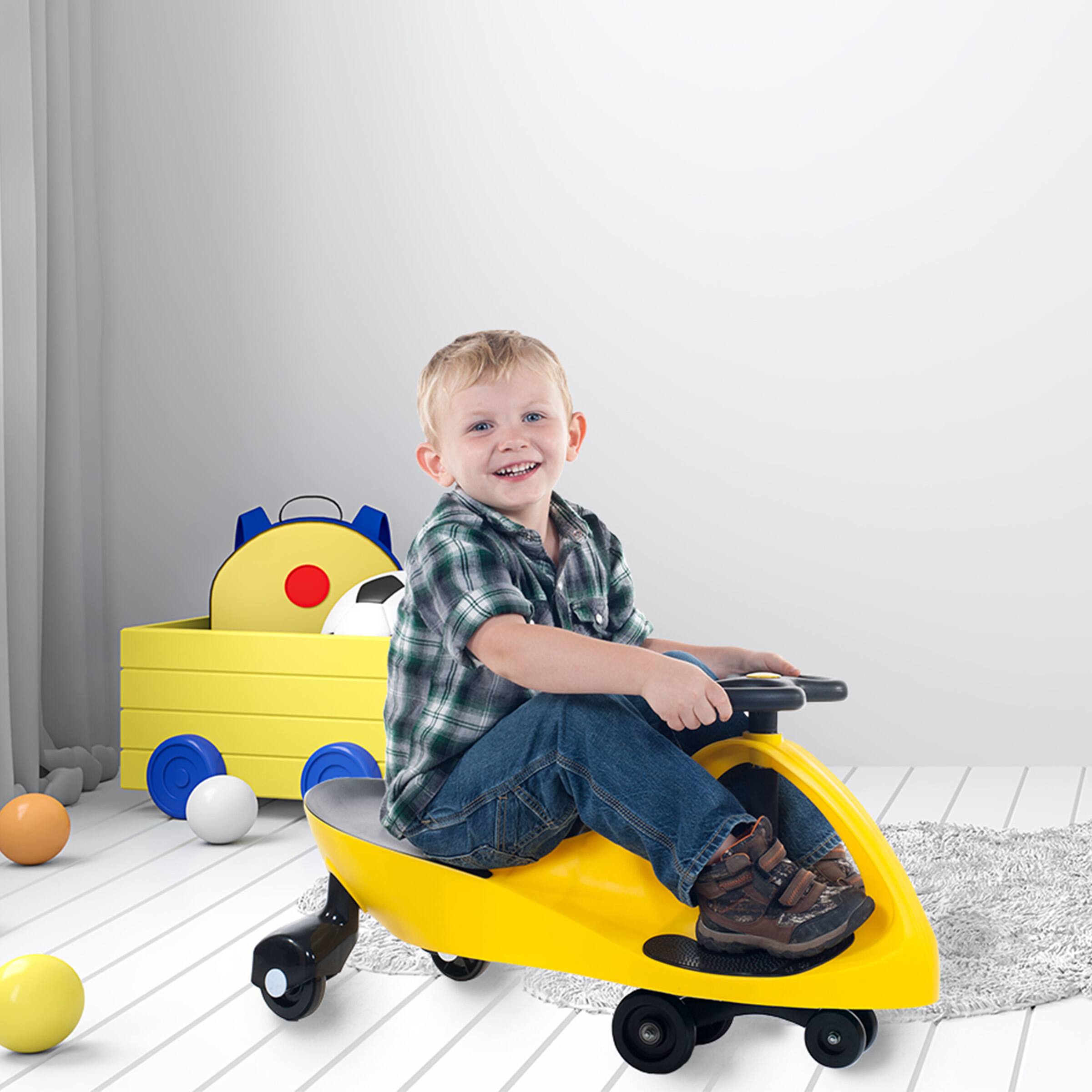 Angle. Lil Rider - Wiggle Car for Ages 3 and Up - Twist, Wiggle, and Go (Yellow).