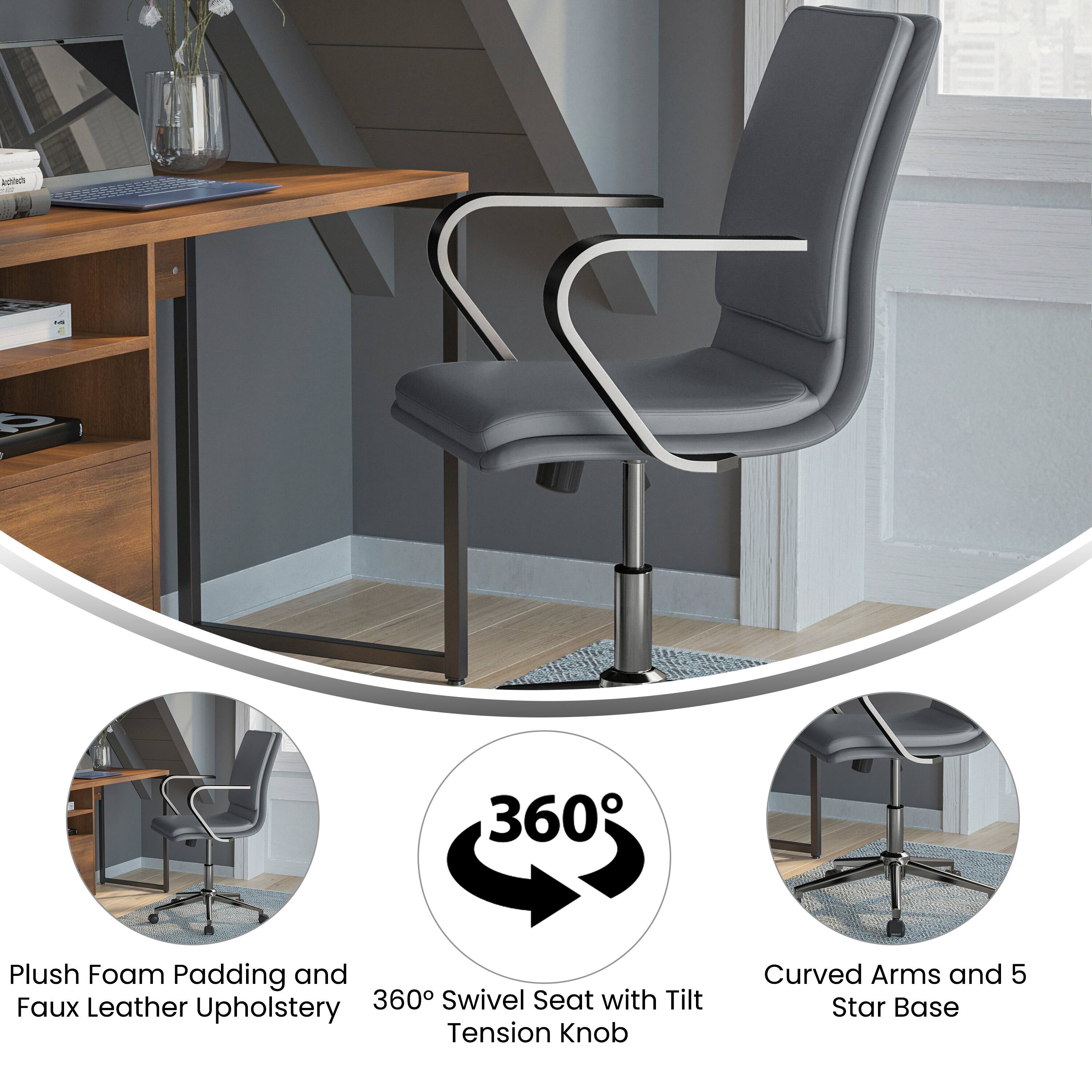 actc - 2 360 Plush Foam Padding and Faux Leather 360 Swivel Seat with Tilt Upholstery Tension Knob Curved Arms and 5 Star Base