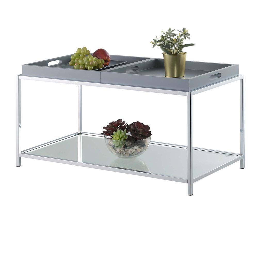 Front. Convenience Concepts - Palm Beach Coffee Table, Gray - Gray.
