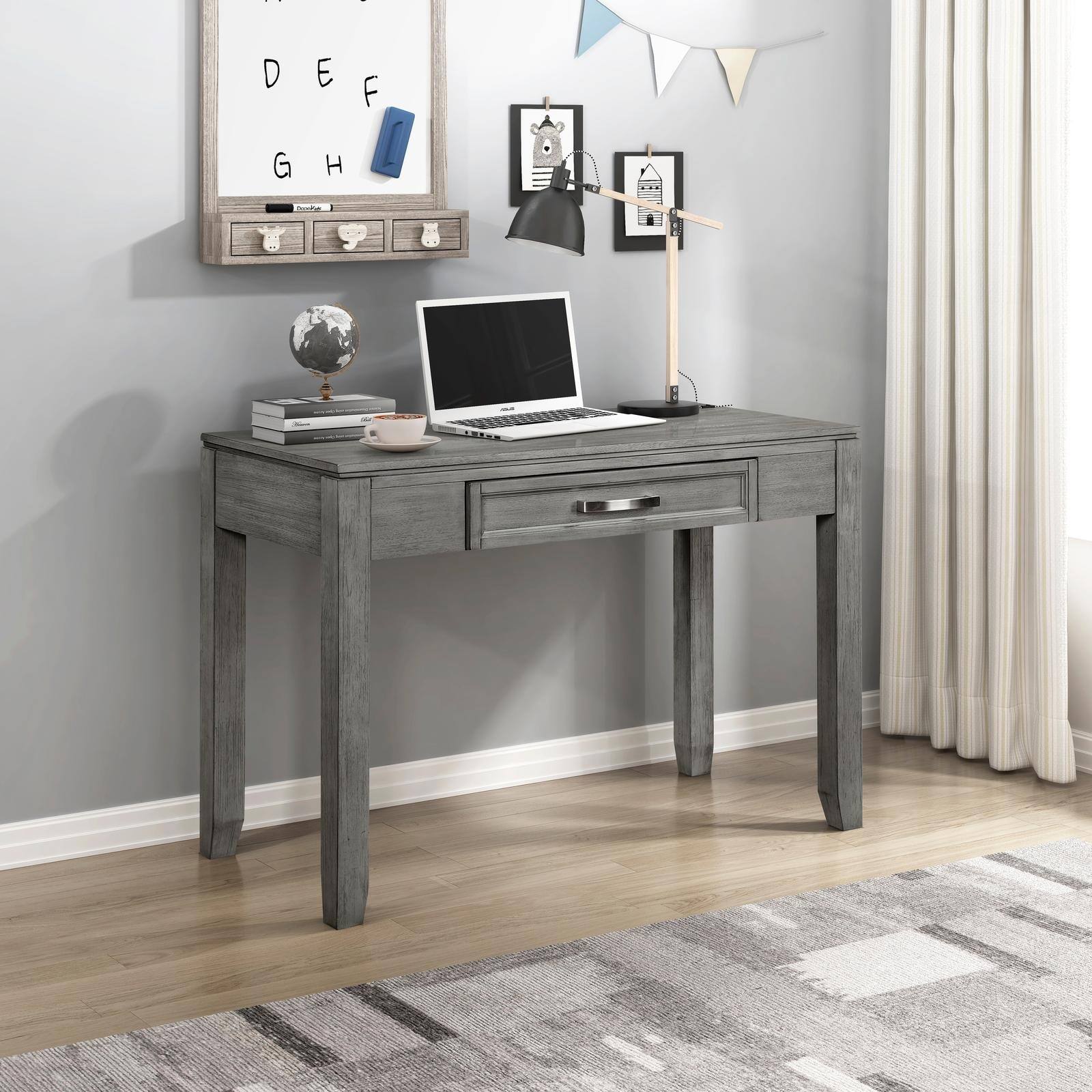 Angle. Spaco - Desk with Dovetail Drawer, Ball Bearing Glides - Gray.