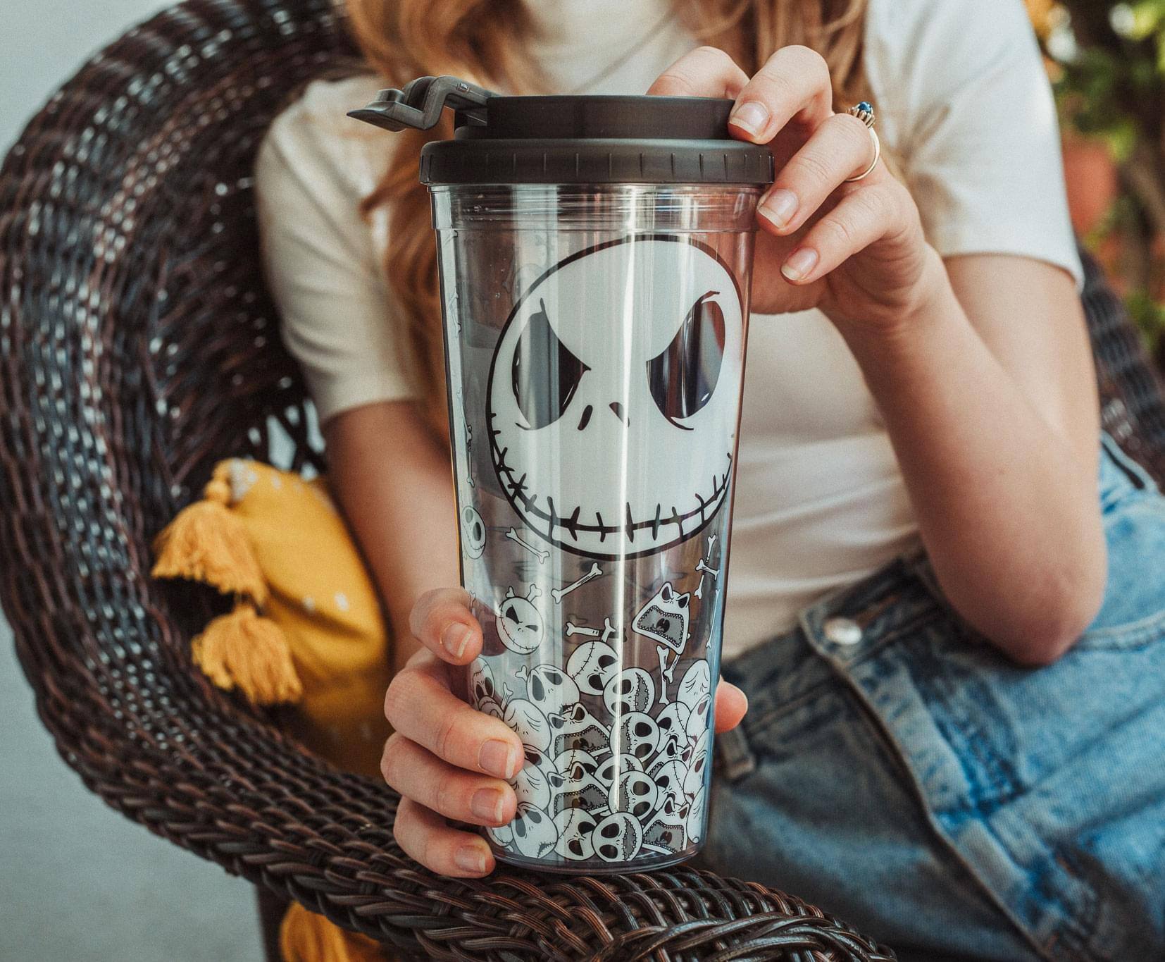 Alt View 10. Disney - Disney The Nightmare Before Christmas Jack And Skulls Plastic Travel Tumbler - Black.