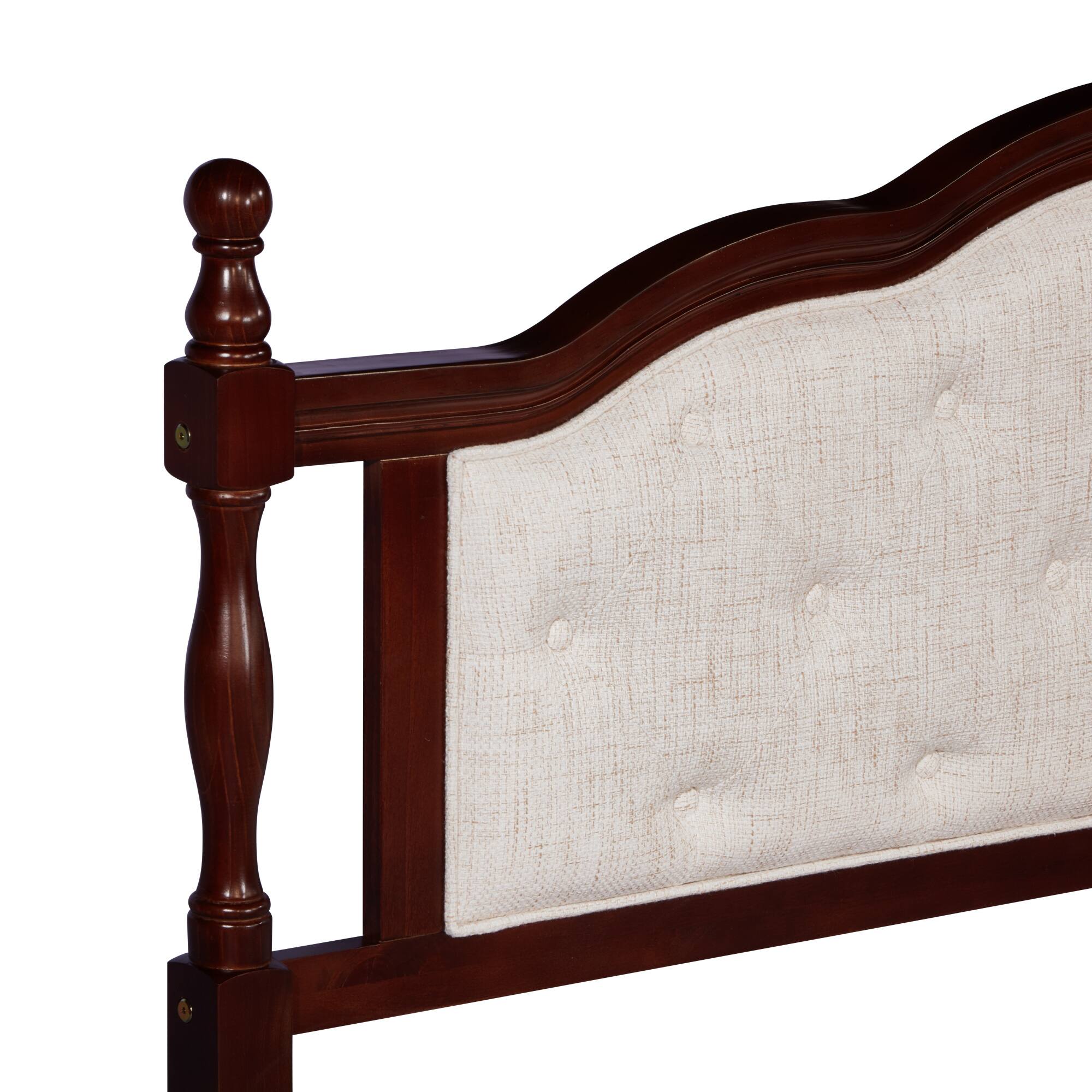 Alt View 1. GOODSILO - Queen Size Wooden Bed with Upholstered Headboard and Panel Footboard Featuring Platform Support Feet - Cherry.