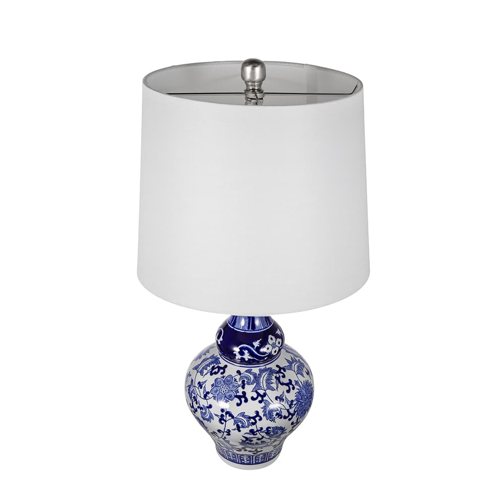 Left. Luckbyte - D14x27.6" Blue White Round Ceramic Vase Lamp.