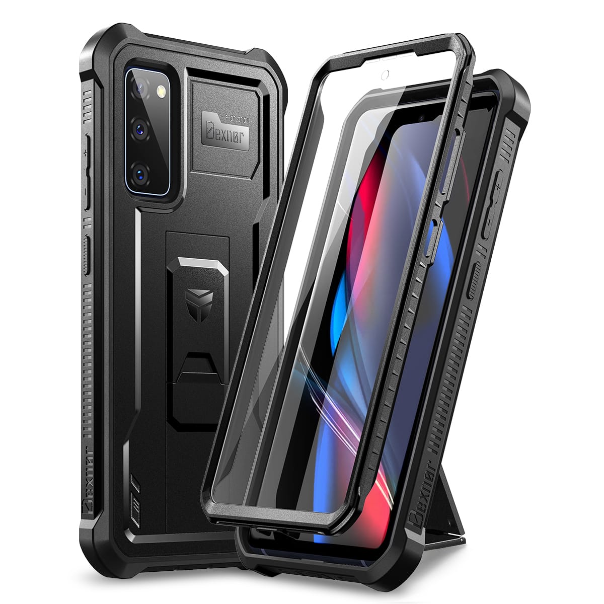 Dexnor - Case for Samsung Galaxy S20 FE Heavy Duty Military Grade Protection Shockproof Protective Cover 6.5 inch - Black