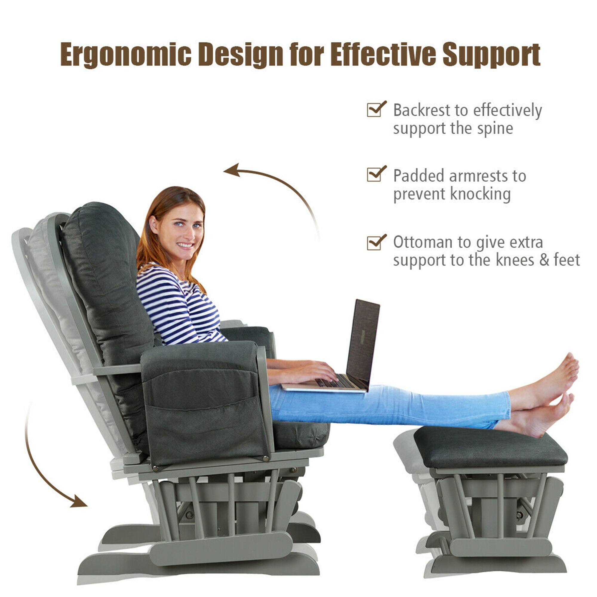 Ergonomic Design for Effective Support

- Backrest to effectively support the spine
- Padded armrests to prevent knocking
- Ottoman to give extra support to the knees & feet