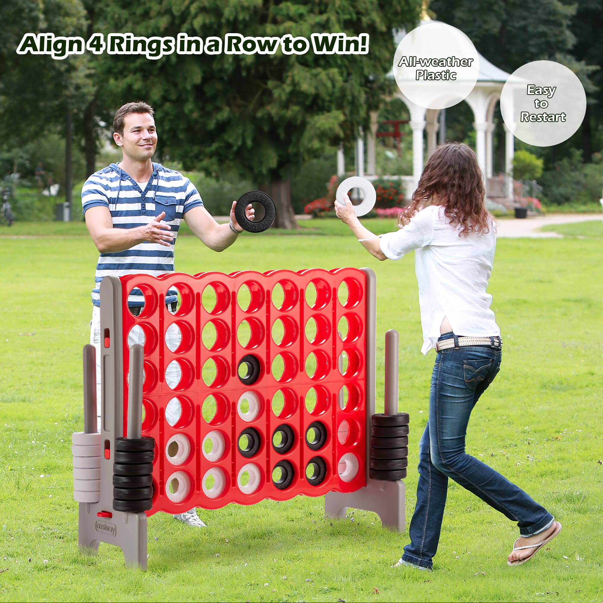 Align 4 Rings in a Row to Win! All-weather Plastic Easy to Restart