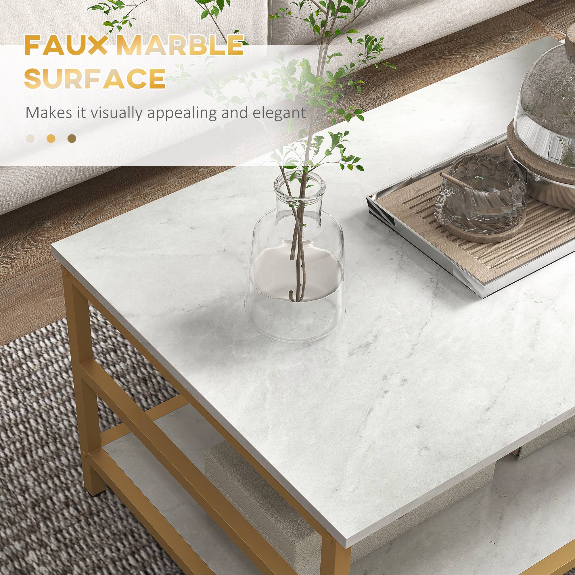 FAUX MARBLE SURFACE  
Makes it visually appealing and elegant