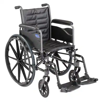 Front. Invacare - Tracer (EX2) Standard Folding Wheelchair for Adults (18" Seat) with Footrests and Full Arms - Black.