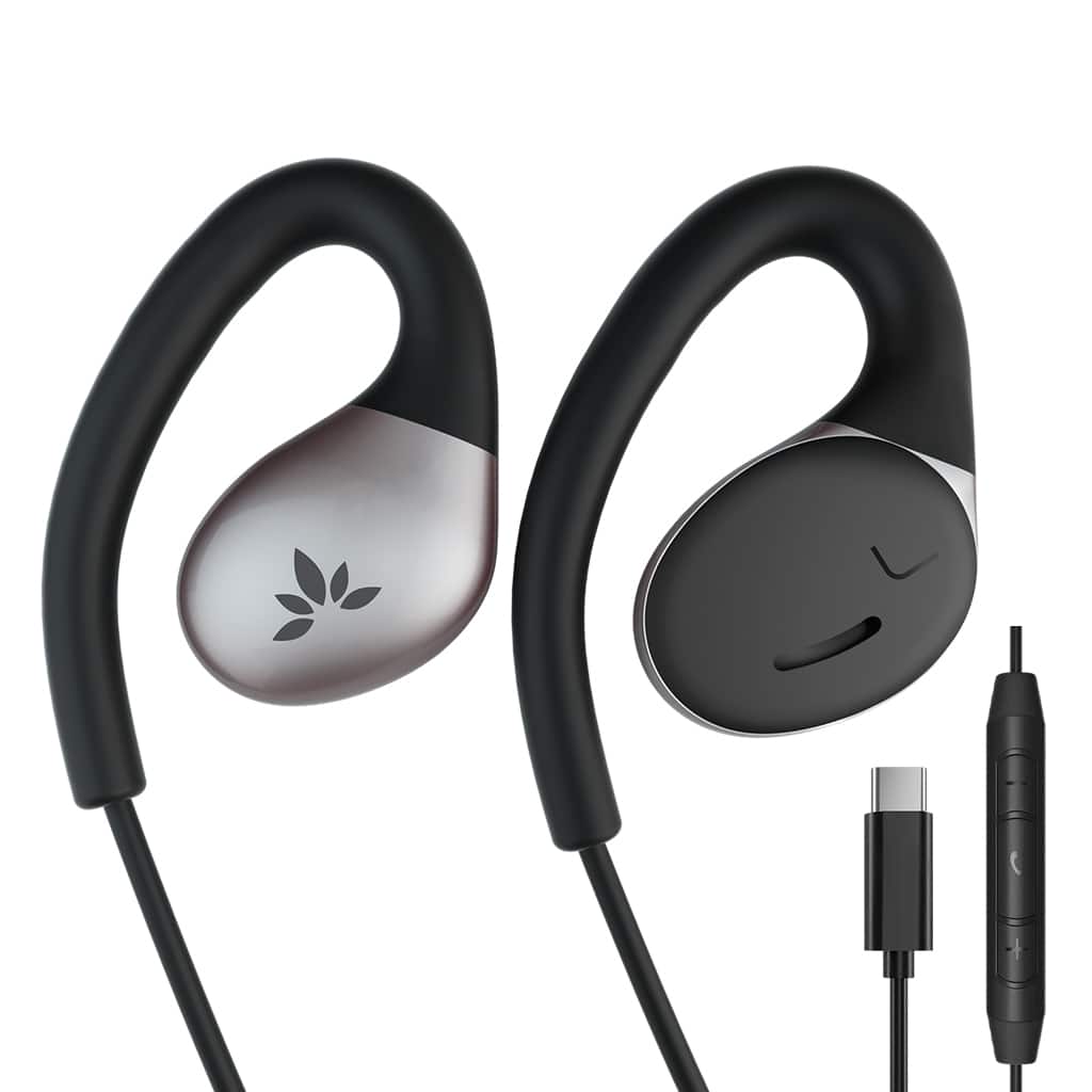 Avantree - Resolve C191 (Small-Medium) – USB-C Wired Open-Ear Earbuds w/Mic & Over-Ear Hook
