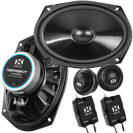 NX NVX NSP69KIT B N-SERIES 2-way Component Speaker CCX cC Peone XX N AMPLIFIER NX NVX E WOOFER TWEETER AMPLIFIER NX NVX WOOFER TWEETER