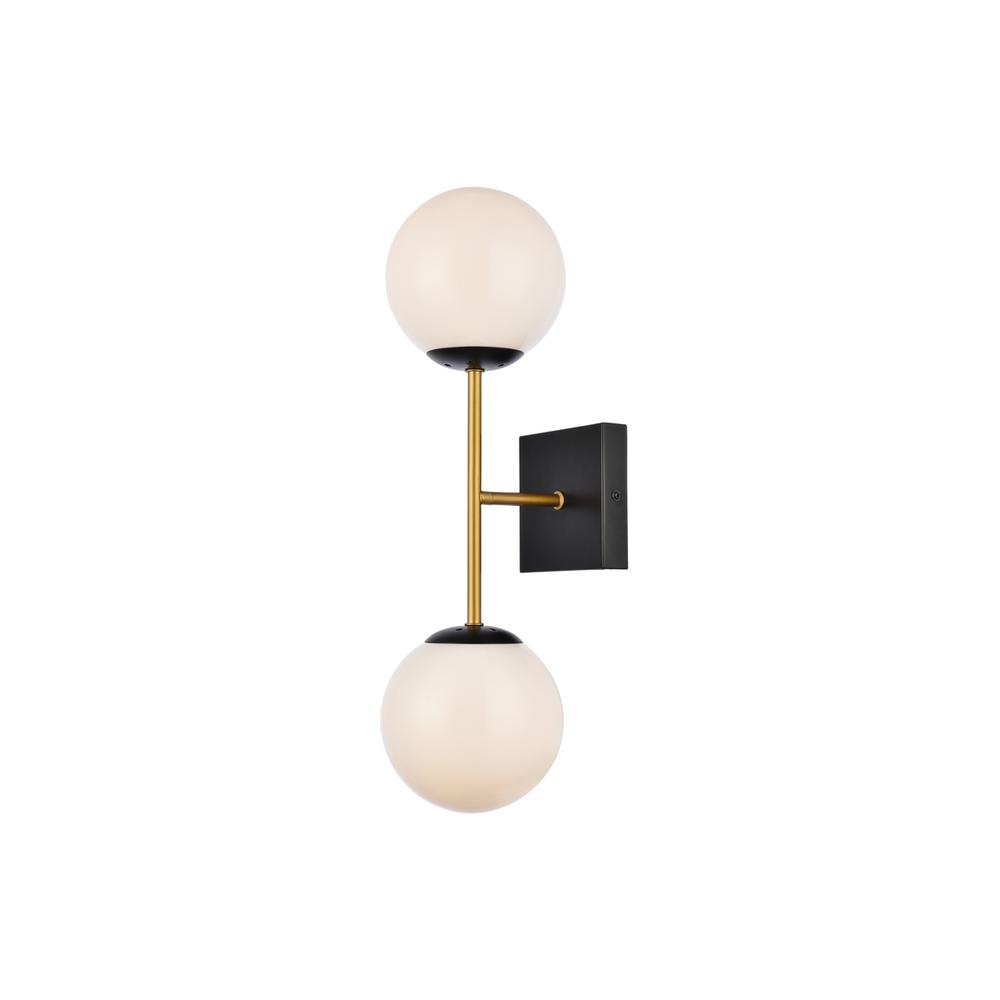 Alt View 4. Living District - Neri 2 lights black and brass and white glass wall sconce - Black And Brass And White.