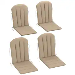 Outsunny - Adirondack Chair Cushion Set of 4, Outdoor Chair Cushions with Ties, 25D High-Density Foam - Beige