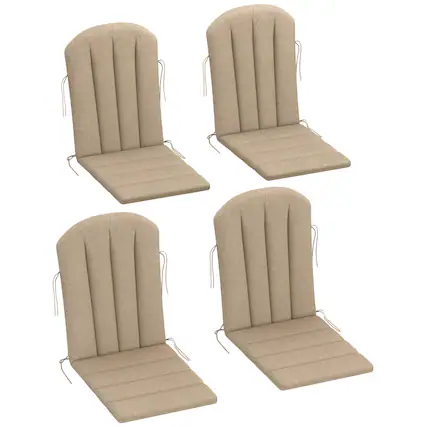Front. Outsunny - Adirondack Chair Cushion Set of 4, Outdoor Chair Cushions with Ties, 25D High-Density Foam - Beige.