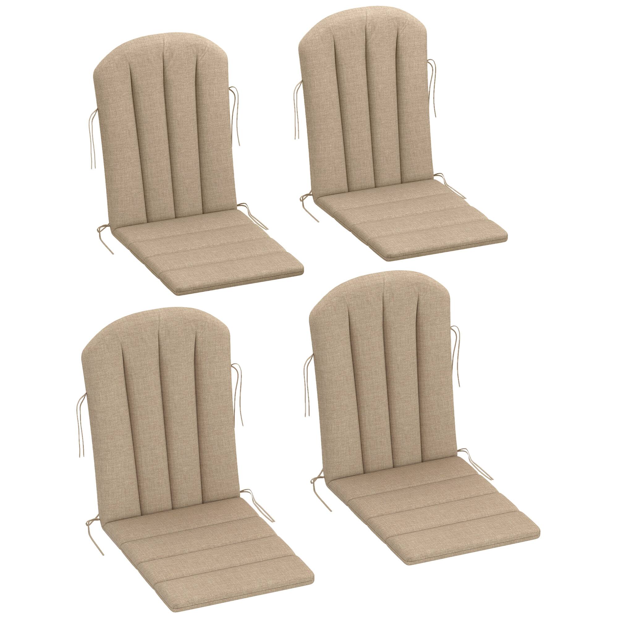 Front. Outsunny - Adirondack Chair Cushion Set of 4, Outdoor Chair Cushions with Ties, 25D High-Density Foam - Beige.