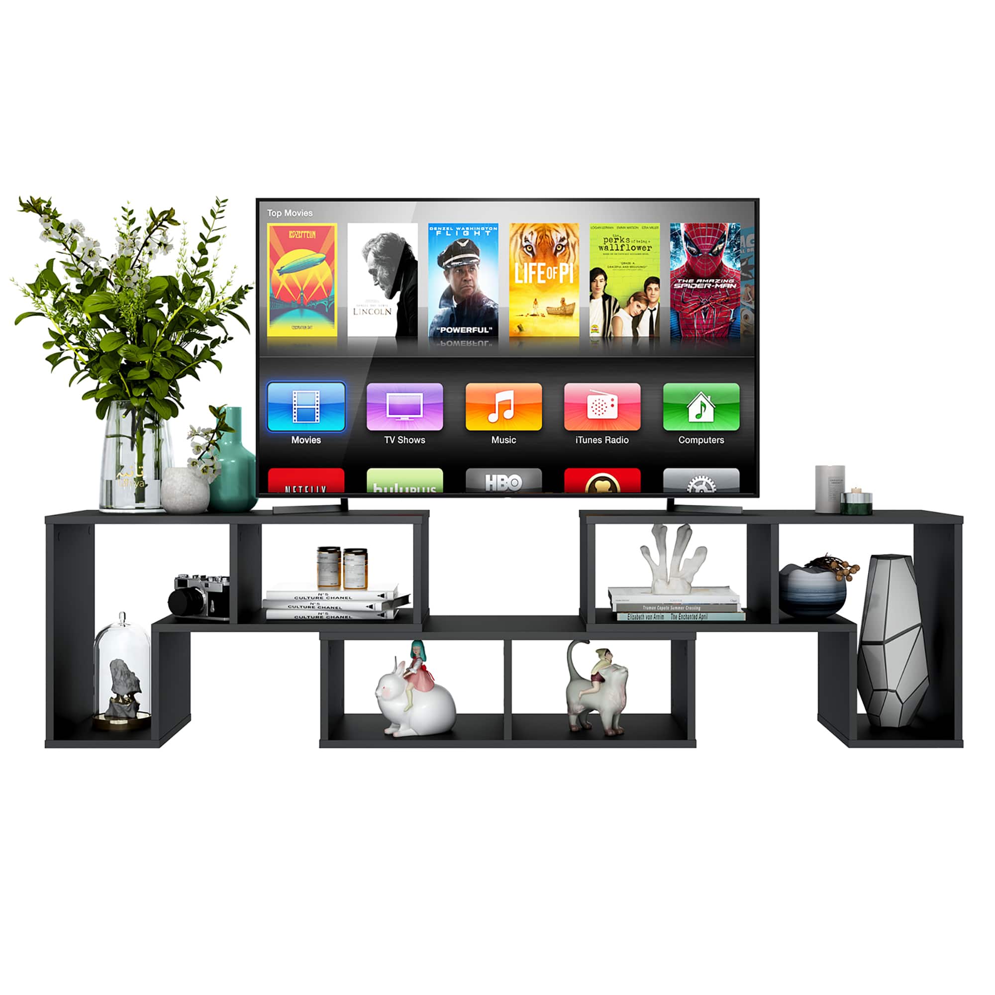 Costway 3 Pieces TV Console Stand Modern Entertainment Center Storage