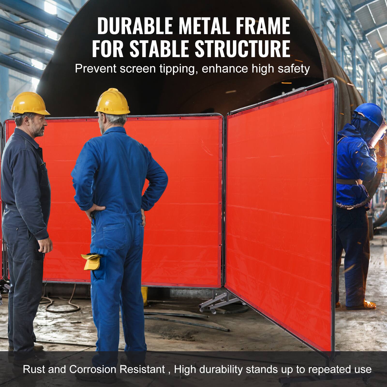DURABLE METAL FRAME FOR STABLE STRUCTURE  
Prevent screen tipping, enhance high safety  

Rust and Corrosion Resistant, High durability stands up to repeated use