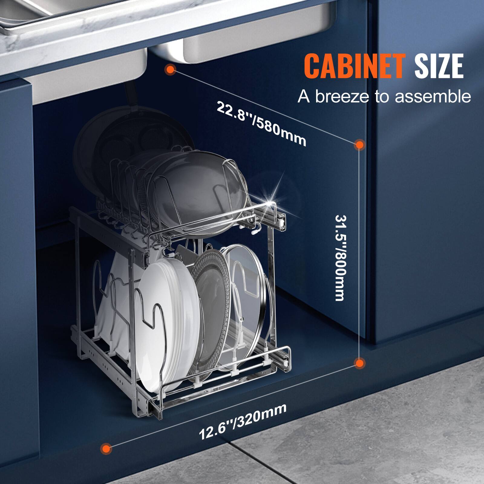 CABINET SIZE  
A breeze to assemble  

22.8"/580mm  
31.5"/800mm  
12.6"/320mm