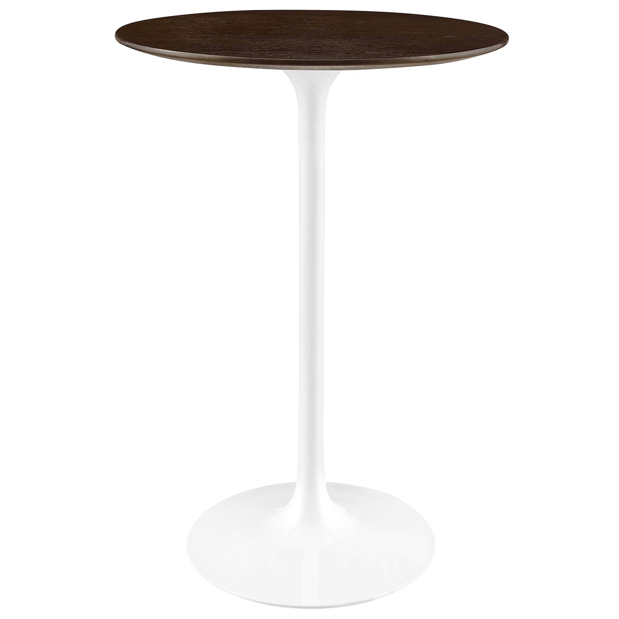 Angle. Modway - Lippa Round Wood Bar Table - White Cherry Walnut.