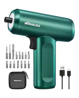 Unique Bargains - 3.7V Cordless Screwdriver, LCD Touchscreen, 8 Torque Settings, Includes 15pcs Bits & Carry Bag, USB Cable, for Home DIY