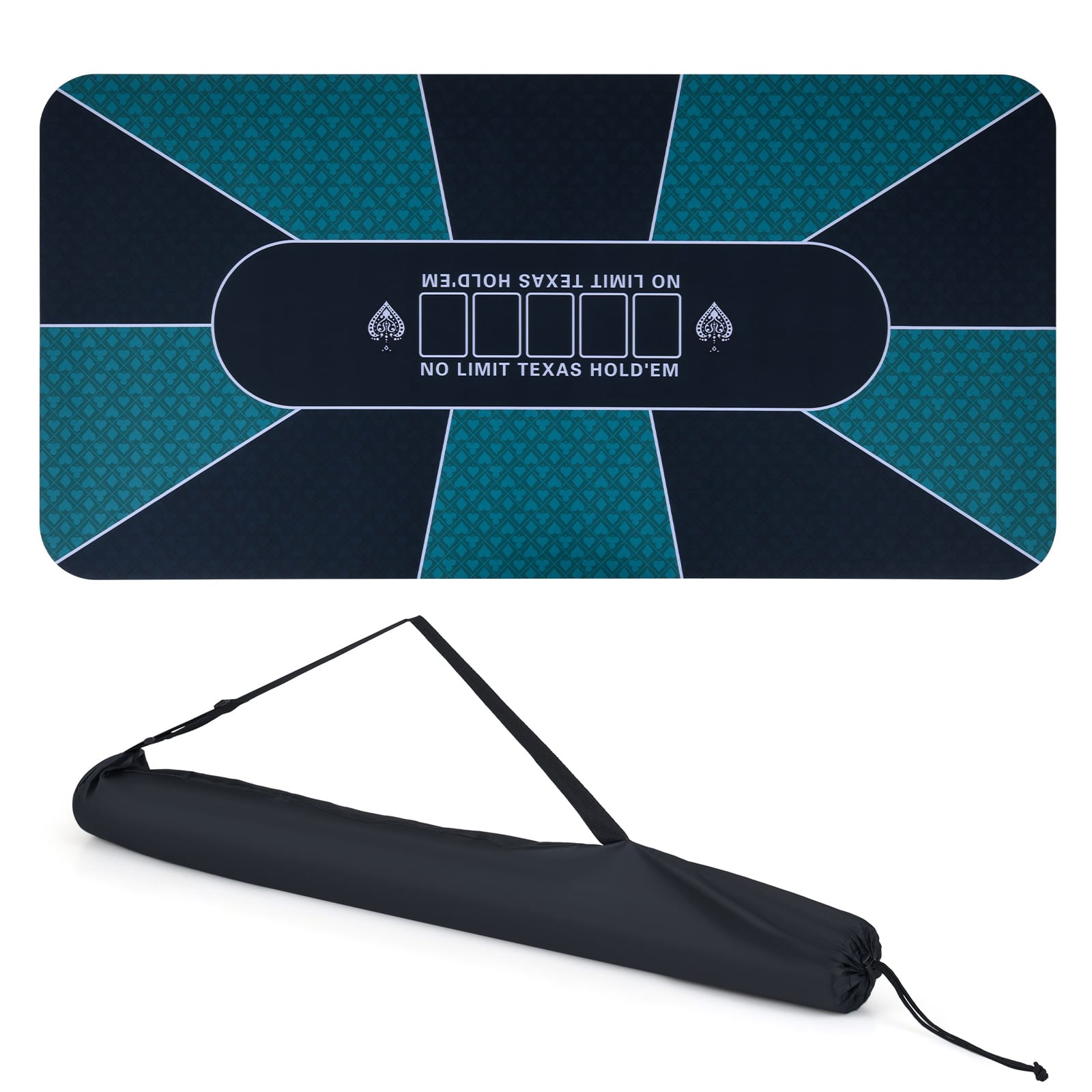 Gymax - 70 x 35 Inch Poker Table Top w/Water-repellent Surface Anti-slip Rubber Backing - Green