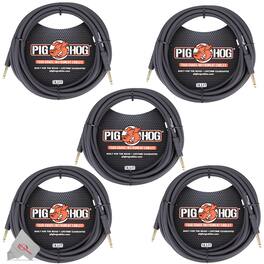 Pig Hog - Tour Grade 18.5 ft Instrument Cable 1/4 Inch to 1/4 Inch Straight Connectors - PH186 - 5 Units