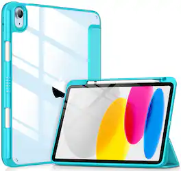 DTTO - Case for iPad (A16) 11-inch 2025 and iPad 10th Generation 10.9 Inch 2022, Clear Back and TPU Shockproof Frame Cover - Cyan Blue