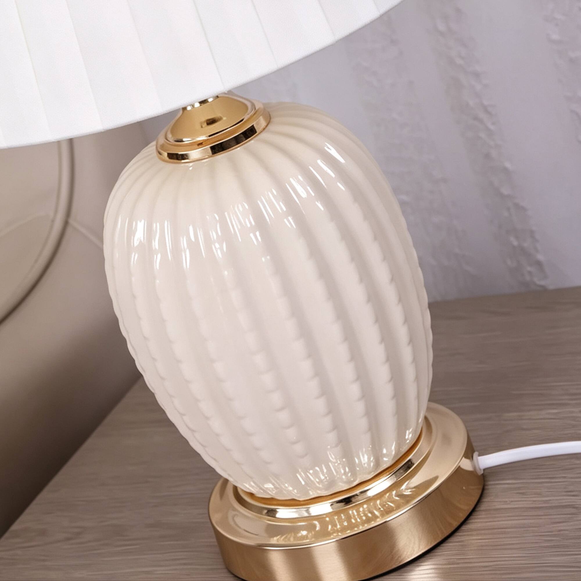 Alt View 4. partphoner - 21.7in White Crackle Glaze Ceramic Table Lamp - White.