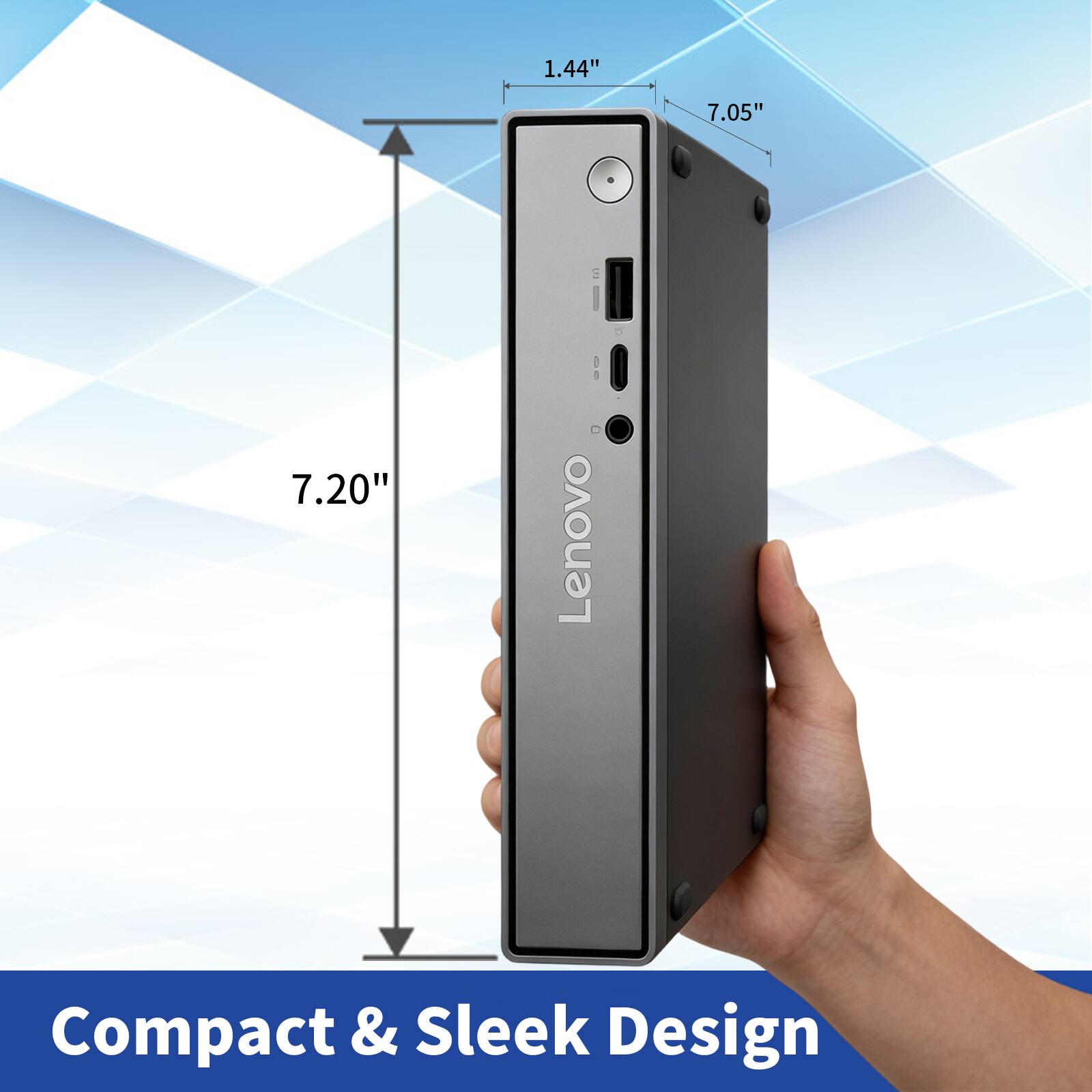 1.44" 7.05" 7.20" Lenovo Compact & Sleek Design