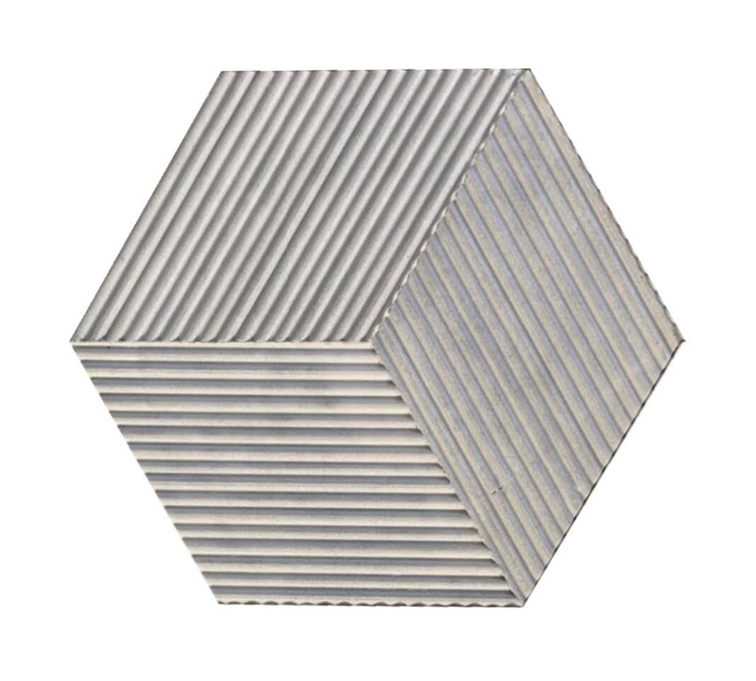 Front. APRILSOUL - Hexagon Carrara Gray Natural Marble Tiles OL Textured 3D Fluted - White.
