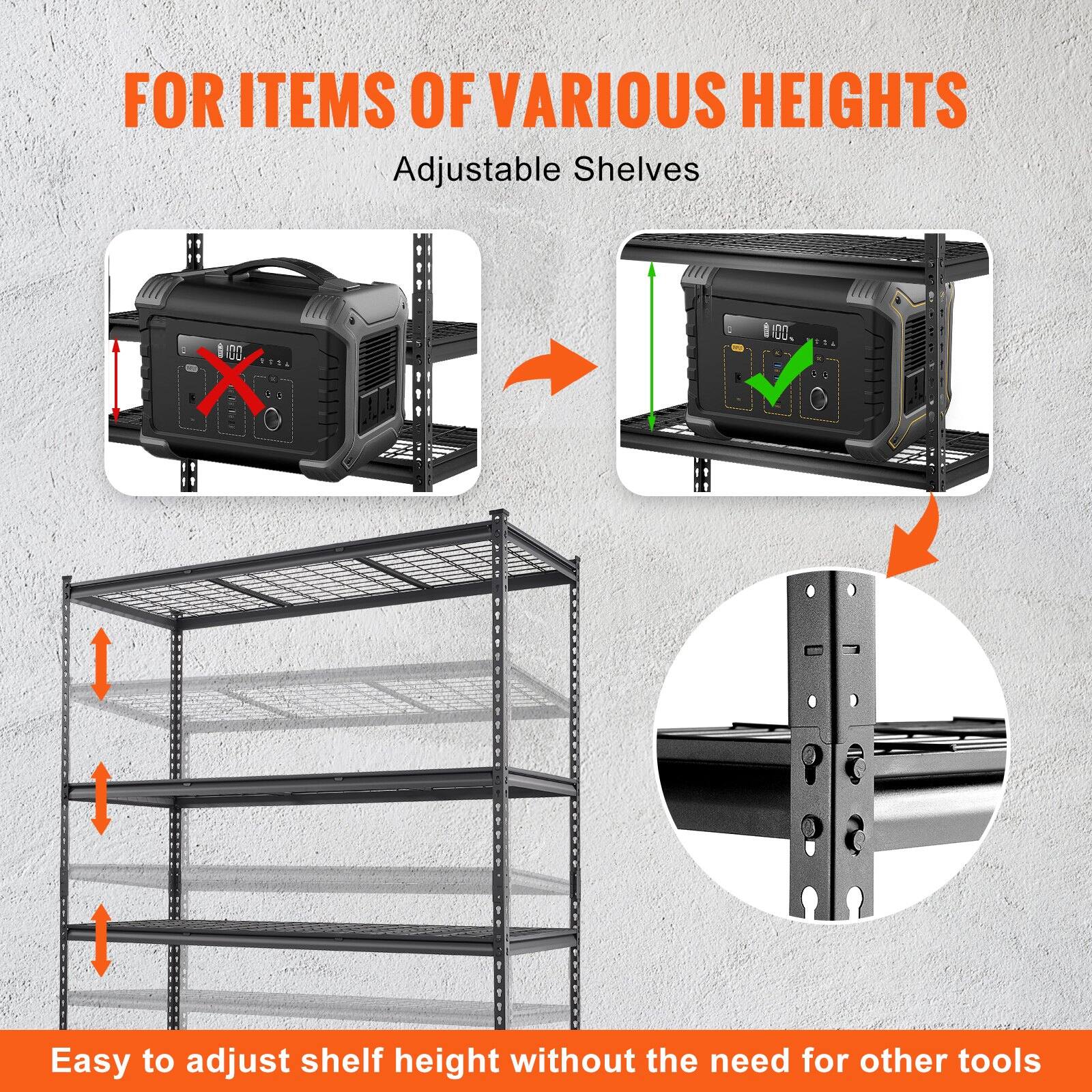 FOR ITEMS OF VARIOUS HEIGHTS  
Adjustable Shelves  

Easy to adjust shelf height without the need for other tools