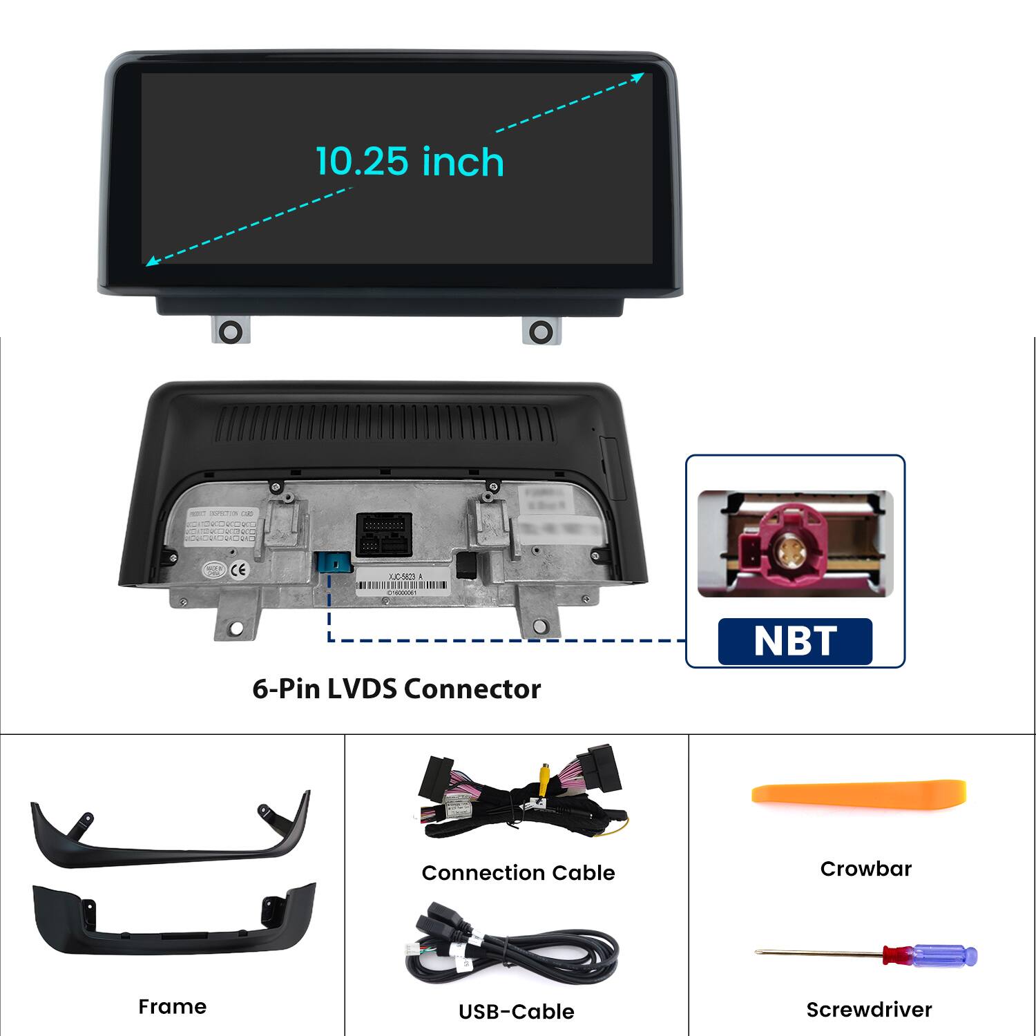 10.25 inch - aae - CE JLCMCO - 18B8E I S 6-Pin LVDS Connector NBT Connection Cable Crowbar Frame USB-Cable Screwdriver
