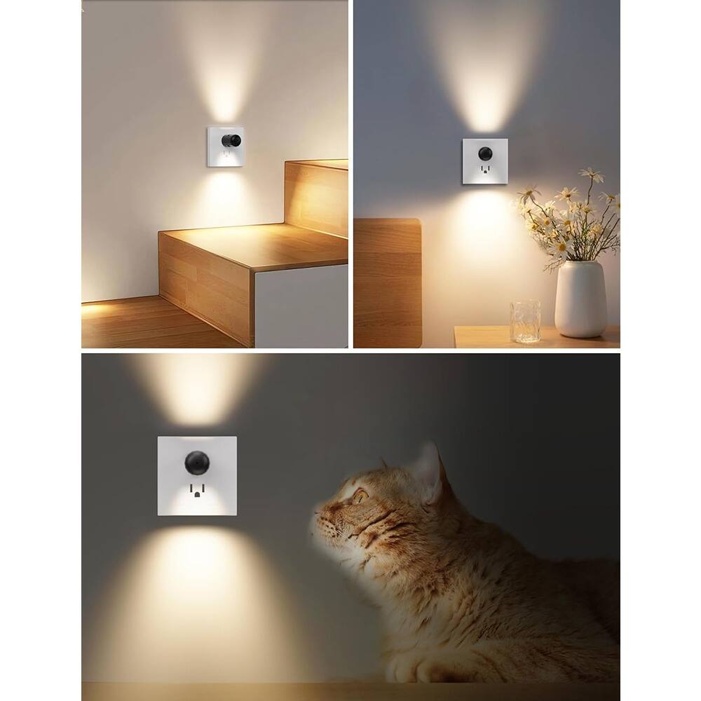 Back. RTMB - 6-Pack LED Night Lights, Soft White 3000K, Plug-In Sensor.