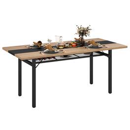 Gymax - 71'' Long Large Wood Dinner Table 6 FT Dining Table w/ Heavy-Duty Metal Frame - Natural