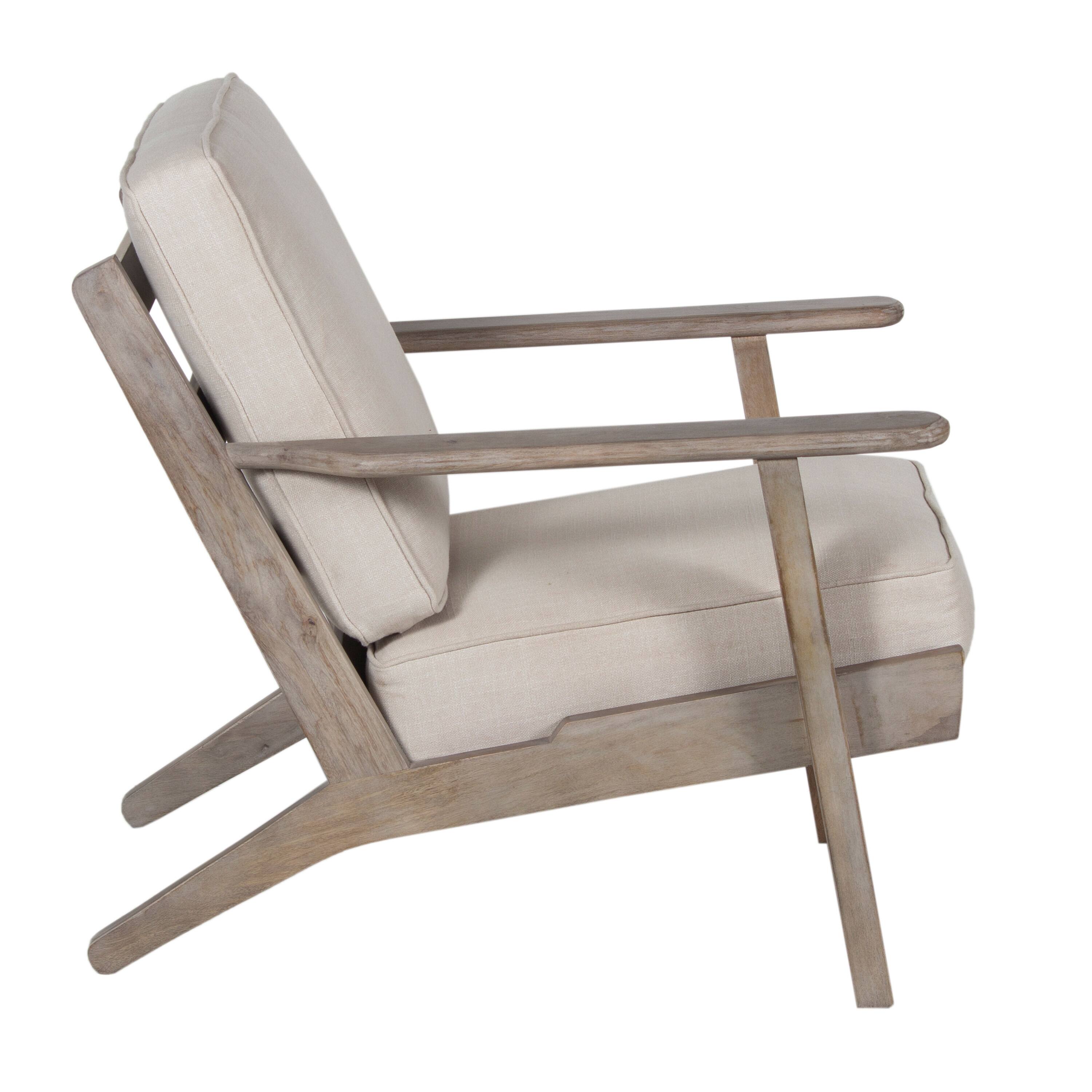 Alt View 2. Manhattan Lane - Amber Accent Chair, Beige Fabric Cushions, Angled Legs - Washed Gray, Beige.