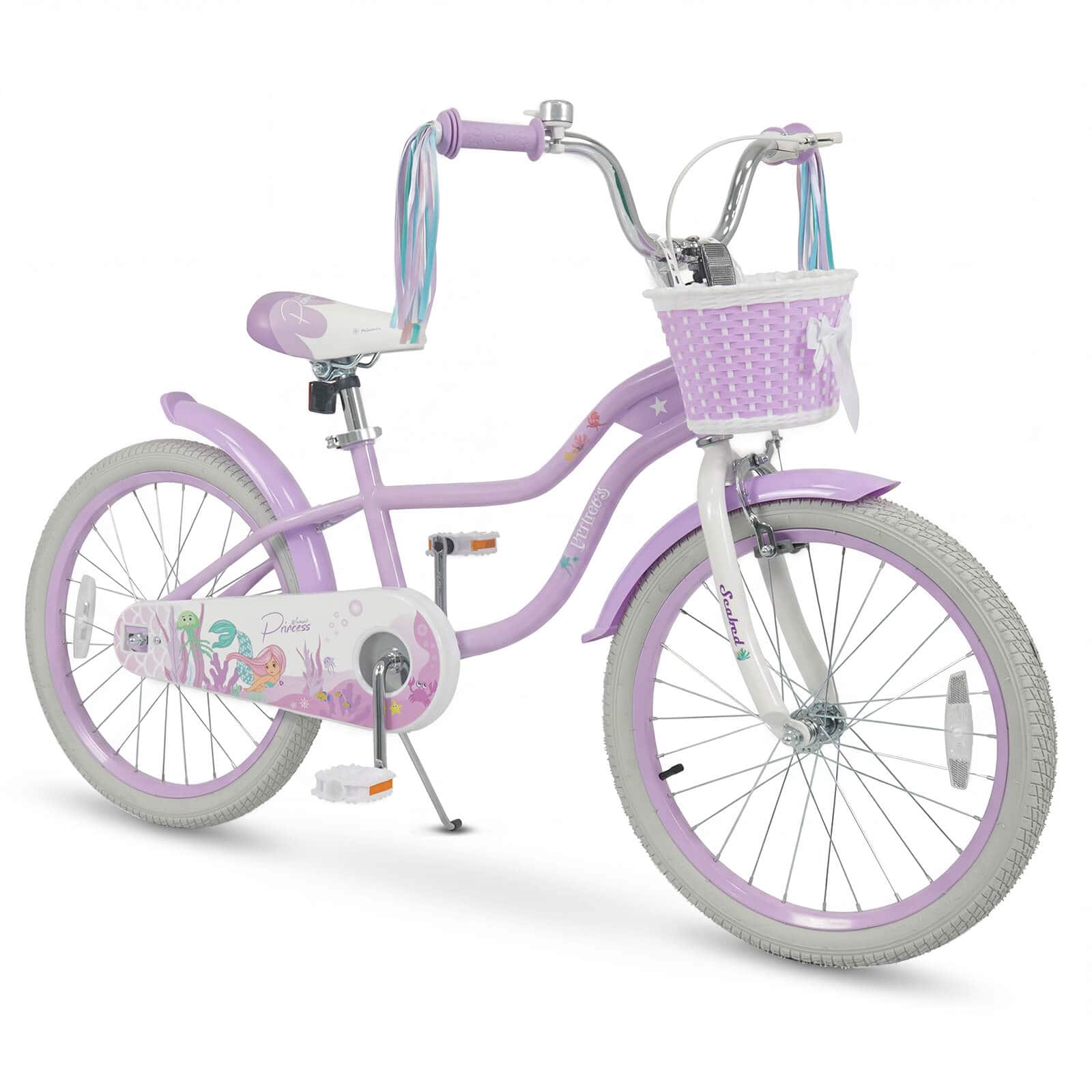 Costway - 20" Girls Bike with Removable Basket, Streamers, Hand Brake & Coaster Brake, Saddle - Purple