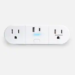 Emerson - SmartVoice 4-in-1 Dual Wall Plug, Offline 30+ Voice Commands, No APP, No WIFI, 2 AC Outlets, USB-A, USB-C, Timer - White