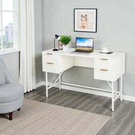 Hivvago - Functional 48" Office Desk with 4 Built-in Drawers - White