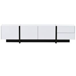 Ecooso - Contemporary Rectangle Design TV Stand, Unique Style TV Console Table for TVs Up to 80'', High Gloss UV Surface - White