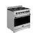Left. Thor Kitchen - Gordon Ramsay Series by Thor Kitchen 6.0 Cu. Ft Freestanding Gas Range with Black Hardware - Stainless Steel.