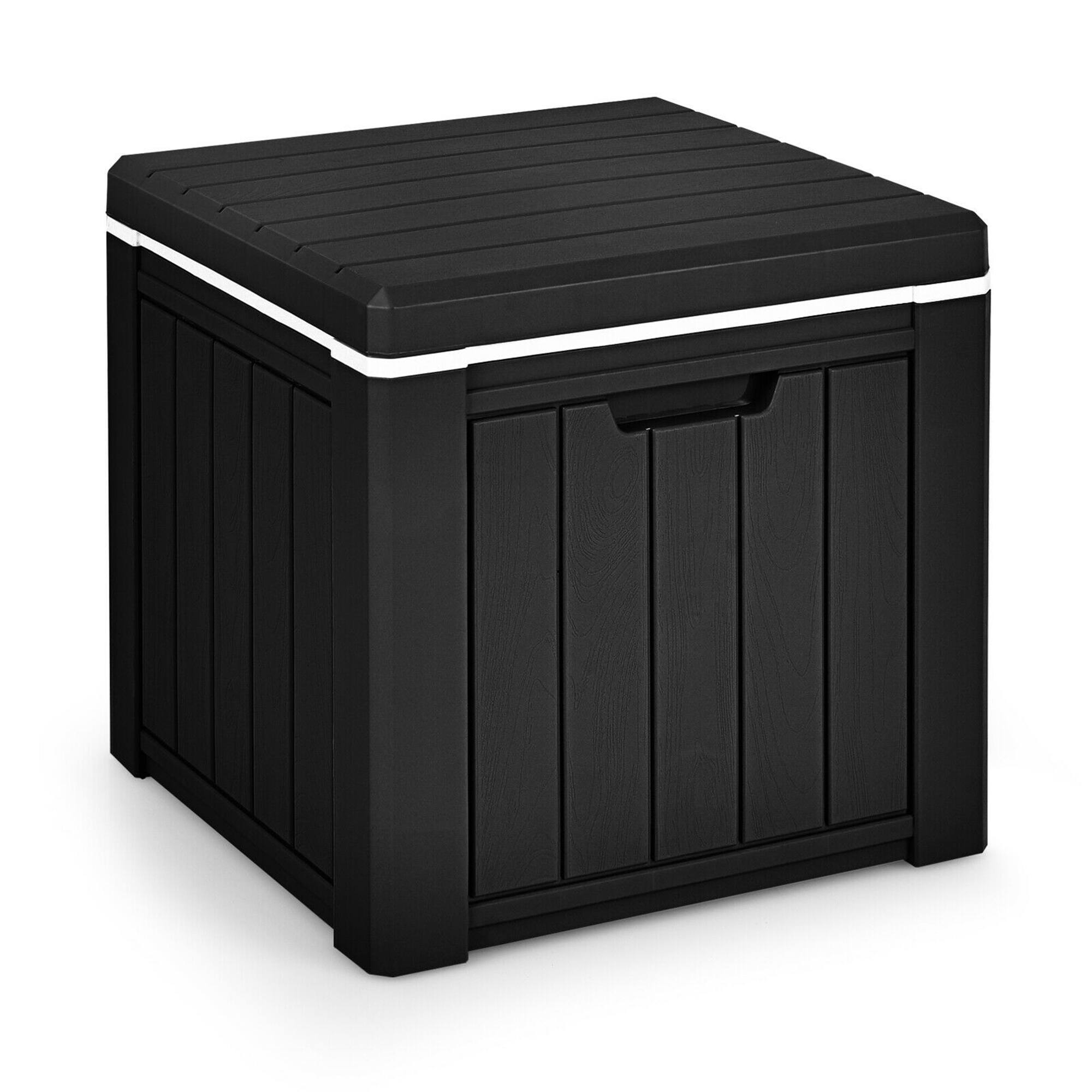 Alt View 9. Gymax - Gymax Patio 10 Gallon Ice Cube Cooler Box Table Stool Storage W/Handle Black - Black.