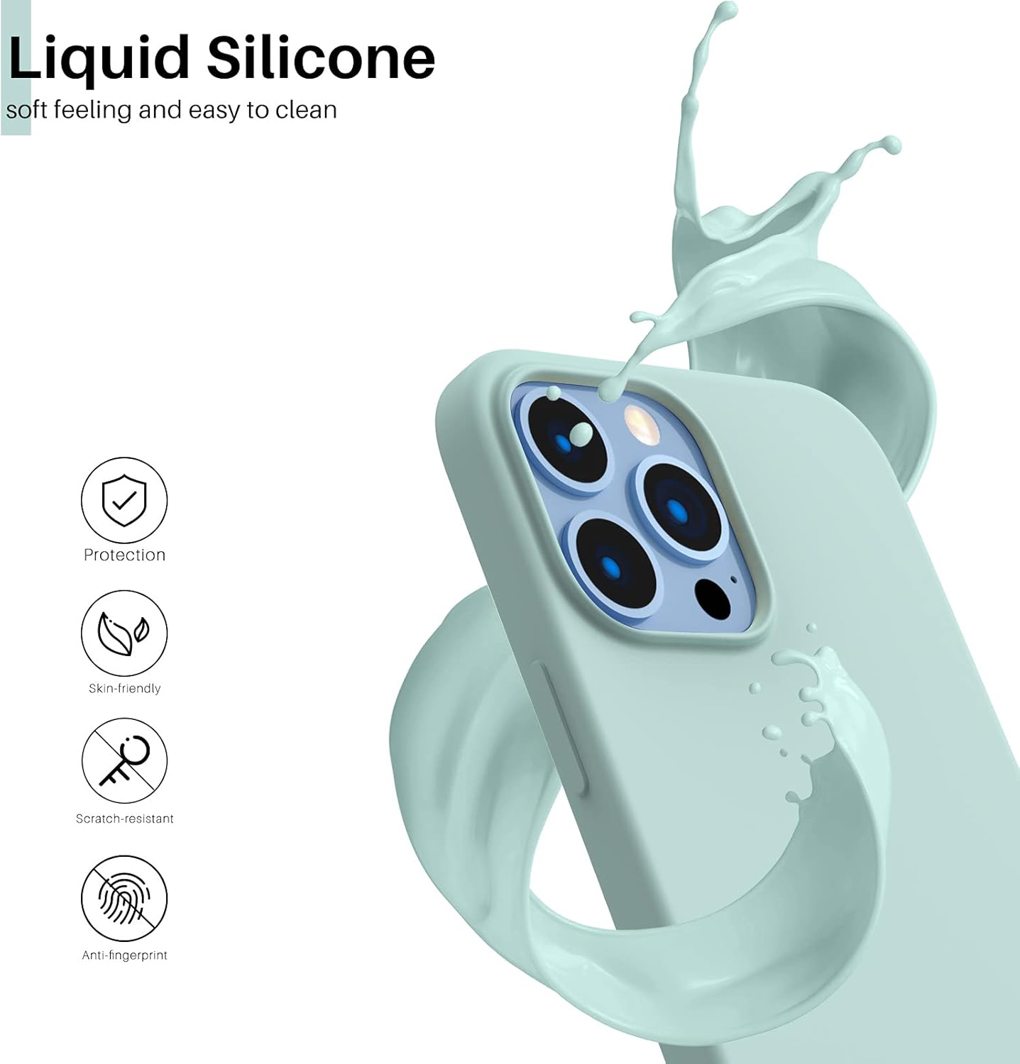 Liquid Silicone, soft feeling and easy to clean, Protection, Skin-friendly, Scratch-resistant, Anti-fingerprint