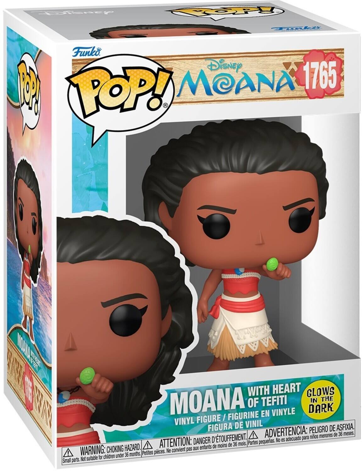 Disney MOANA 1765 POP! R MOANA WITH HEART OF TEFITI IN THE DARK FIGURINE EN VINYLE FIGURE / VINYL DE VINIL FIGURA PELIGRO DE ASFIXIA. D'TOUFFEMENT. ADVERTENCIA: para niños menores de 36 meses. DANGER petites. No es adecuado HAZARD. ATTENTION: aux enfants de moins de 36 mois, Smal parts. Not suitable for children under 36 months, Small parts.