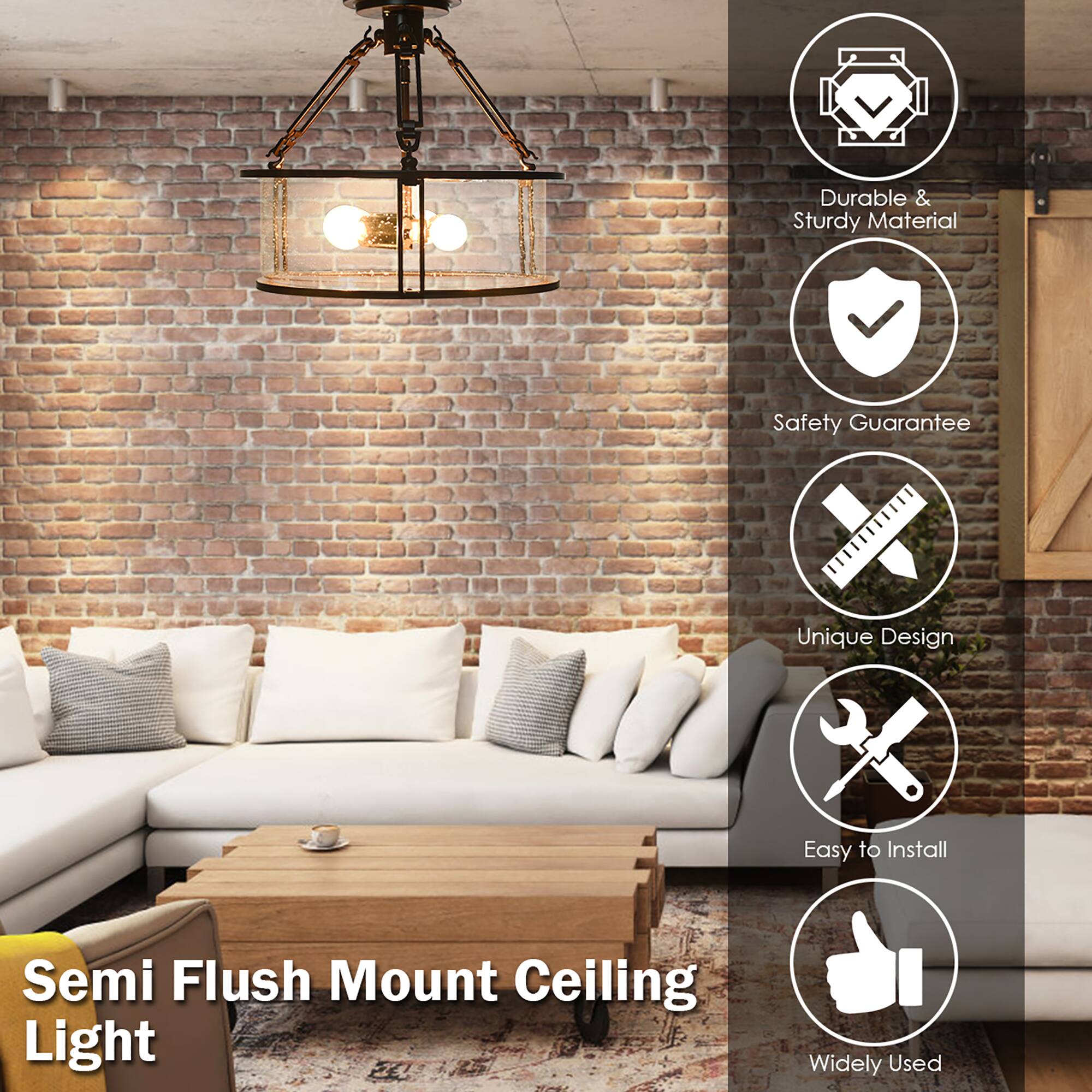 - Durable & Sturdy Material
- Safety Guarantee
- Unique Design
- Easy to Install
- Widely Used

Semi Flush Mount Ceiling Light